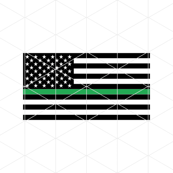 American Flag With Green Line Decal