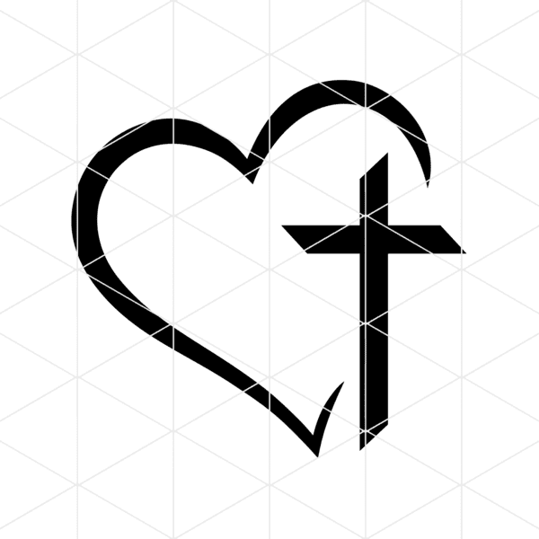 Cross Heart Decal