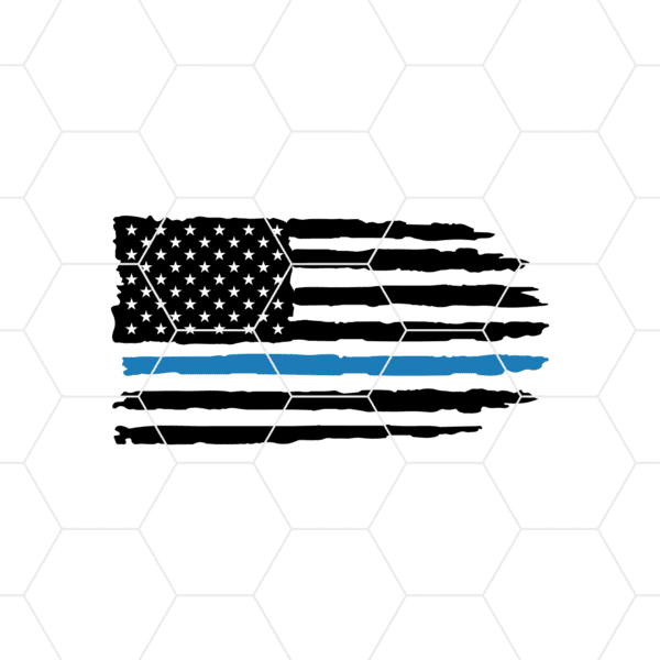 Distressed American Flag With Blue Line Decal