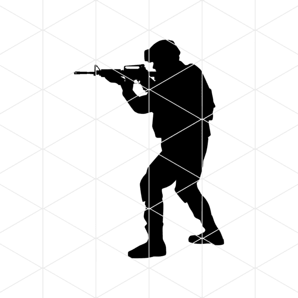 Soldier With AR Silhouette Decal