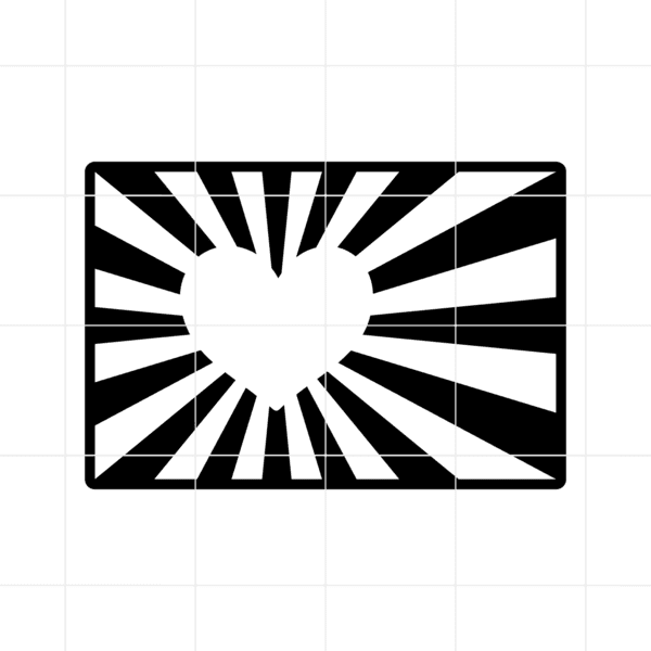 japanesse flag heart decal